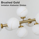 Close-up brushed gold frame textured imitation alabaster glass globe lampshade