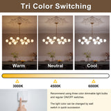3000K/4500K/6000K tri-color warm neutral cool light switching display for alabaster chandelier