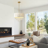 Drum Crystal Capiz Chandelier in Living Room