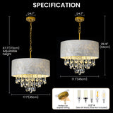 Drum Crystal Chandelier with Capiz Shell Shade Specs (Black Background)