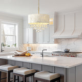 Drum Crystal Capiz Chandelier in Kitchen Island