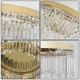 Premium Crystal Detail of Gold Flush Mount Light