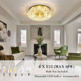 Gold Crystal Flush Mount Light E12 Bulb Spec