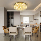 Gold Round Crystal Chandelier in Dining Room