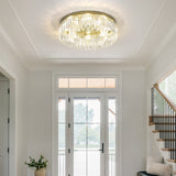 Gold Crystal Flush Mount Light in Hallway