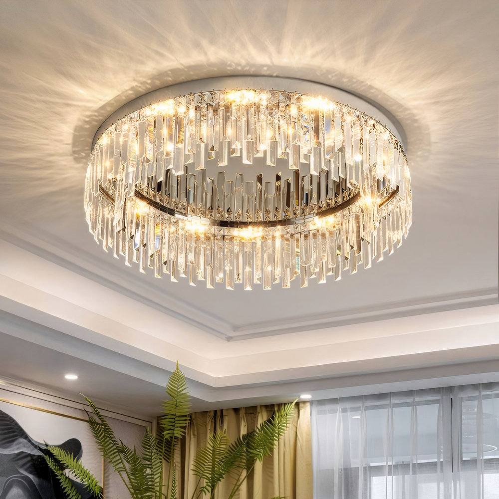 Luxury Chrome Crystal Flush Mount Ceiling Light
