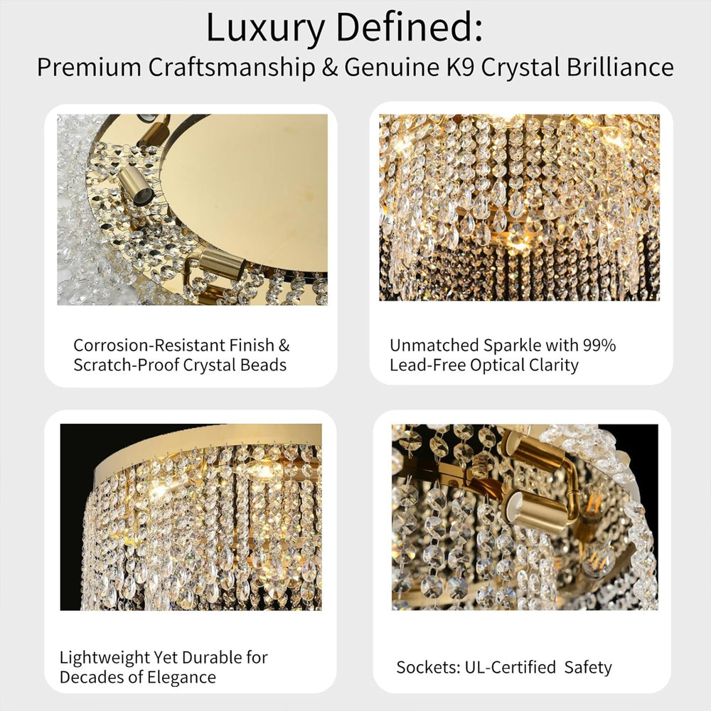 Luxury Gold Crystal Ceiling Light