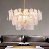 Medium Size Modern Coastal Cloud Glass Tier Chandelier