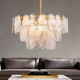 Medium Size Modern Coastal Cloud Glass Tier Chandelier