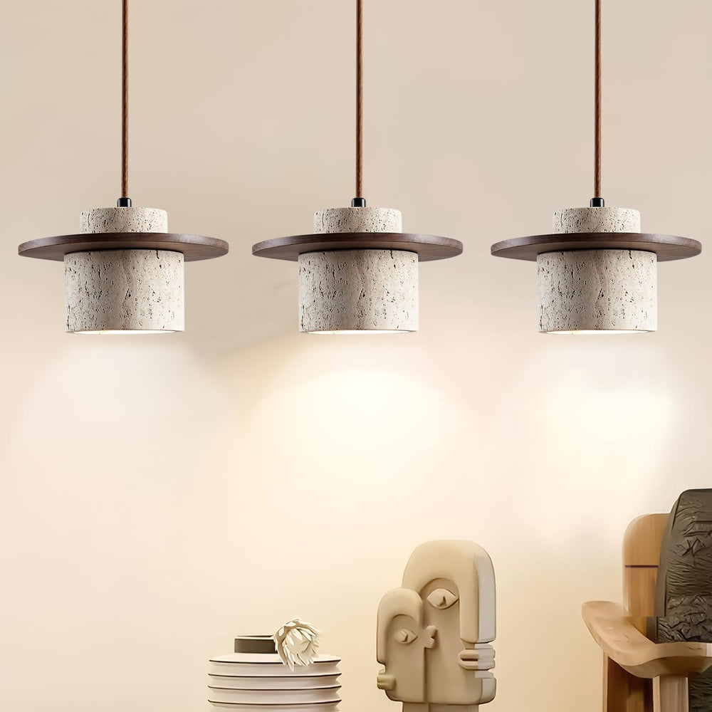 3-Light Wabi Sabi Stone Hanging Lamp Set