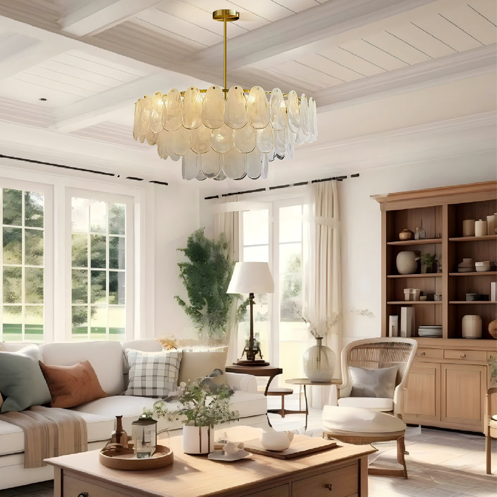 Large Size Modern Coastal Cloud Glass Tier Chandelier