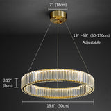 Adjustable Height Crystal Ring Chandelier Size & Specs