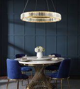 Luxury Gold Crystal Ring Chandelier in Dining Room