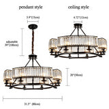8-Light Adjustable Crystal Chandelier Size & Specs