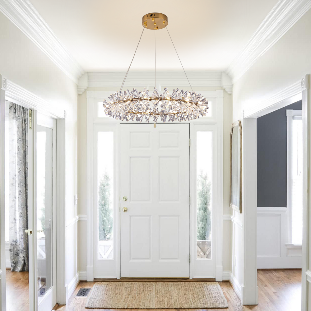 Gilded Crystal Pendant Light for Foyer