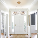 Gilded Crystal Pendant Light for Foyer