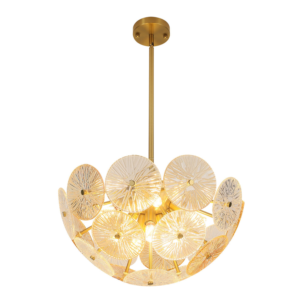 Gold Dandelion Textured Glass Pendant Light