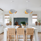 2-pack woven pendant lights over kitchen island