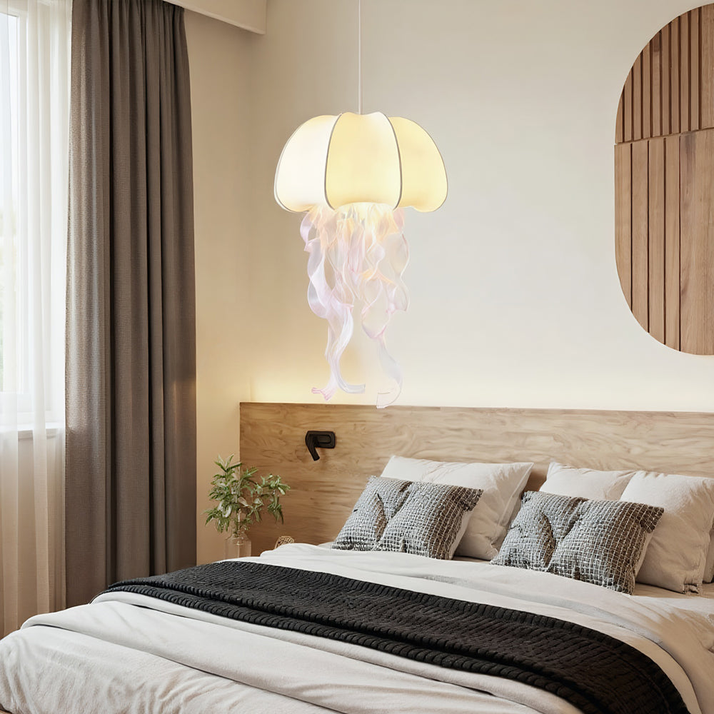 Artistic jellyfish pendant light in bedroom
