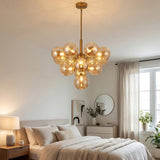 Luxury gold chandelier in elegant bedroom