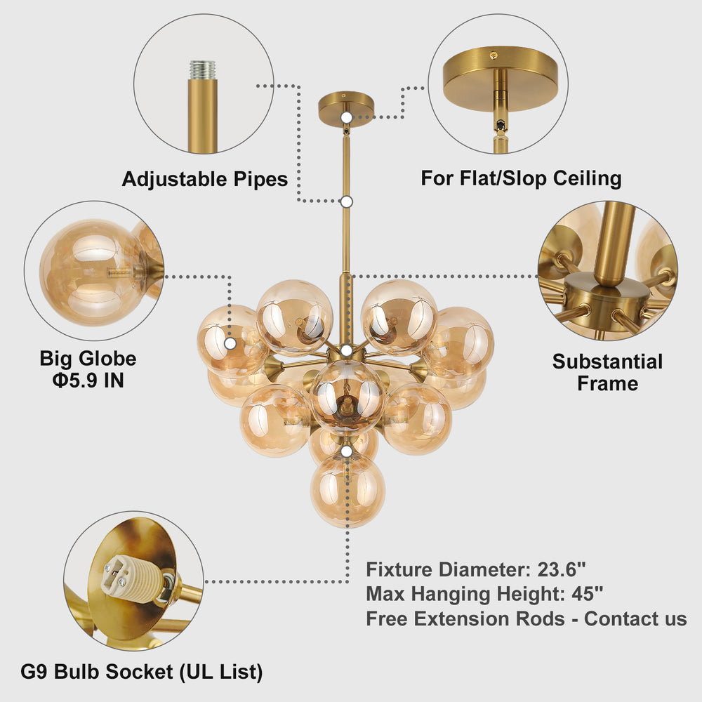 Gold chandelier structure & component details