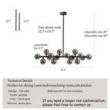 16-Light Black Chandelier Specs