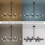 Tri-Color Dimmable Black Chandelier with White Globes