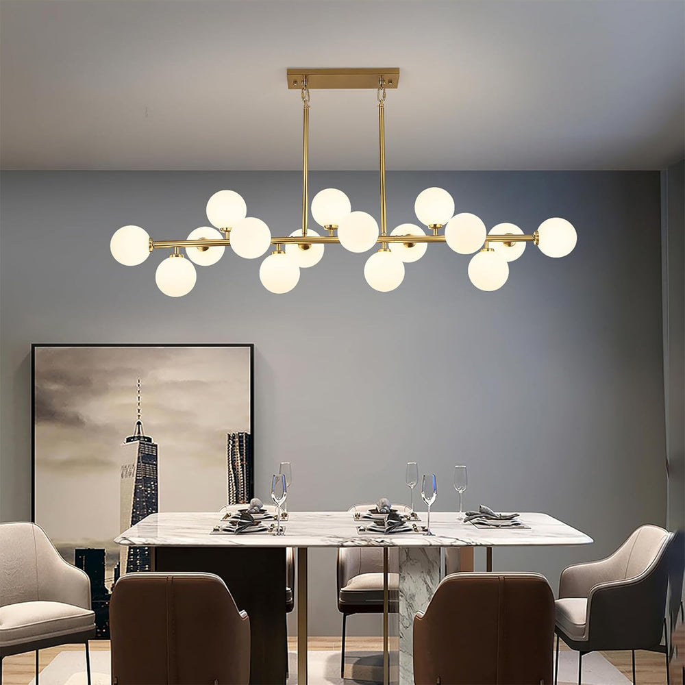 16 Bulb Milky White Glass Globe Pendant Light for Kitchen Island