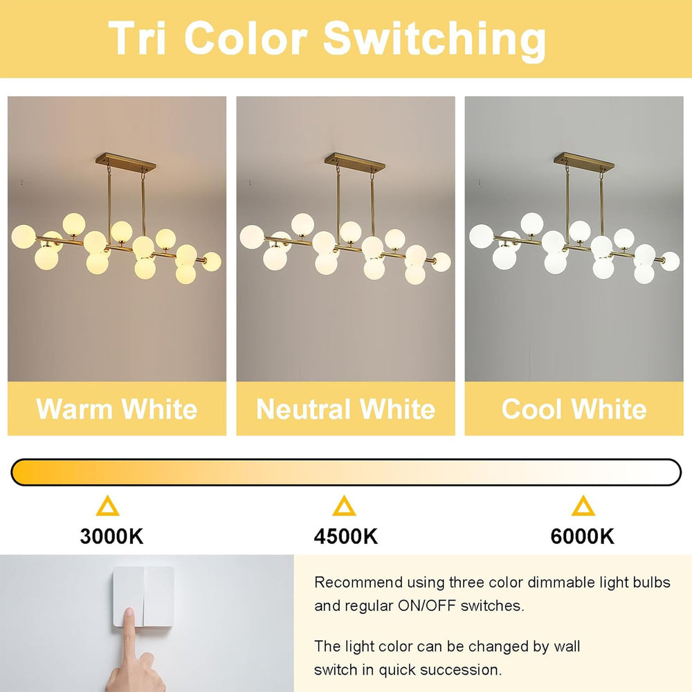 Tri-Color Dimmable 3000K/4500K/6000K Linear Chandelier