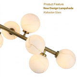 55in Gold Imitation Alabaster Glass Linear Kitchen Island Chandelier