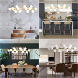 16-Light Gold White Globe Chandelier for Dining Room Kitchen