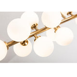 Gold Frame & Frosted White Glass Globe Chandelier Detail