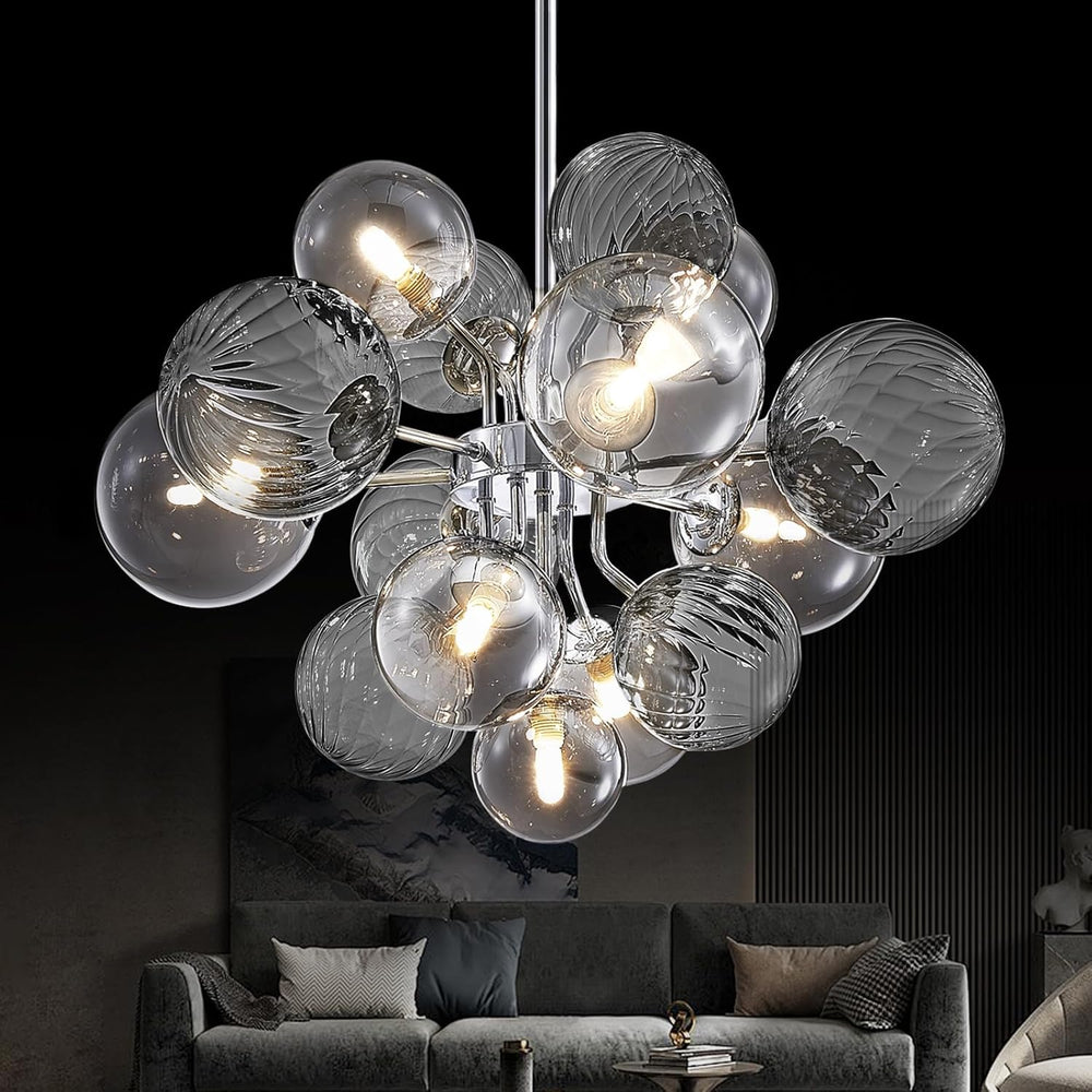 moke gray bubble glass chandelier in living room