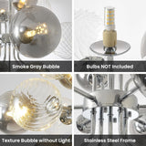 Chandelier detail: smoke gray bubble, bulb, frame