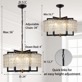 Adjustable Height 6-Light Drum Chandelier Size & Specs