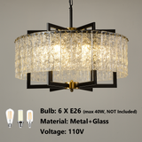 6-Light Modern Farmhouse Water Ripple Glass Chandelier