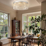 Modern Silver Crystal Ceiling Light for Dining Room