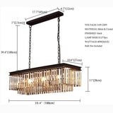 6-Light Rectangular Crystal Chandelier – Detail View