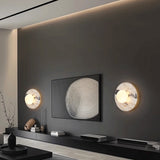 Pair of marble wall sconces in modern living room