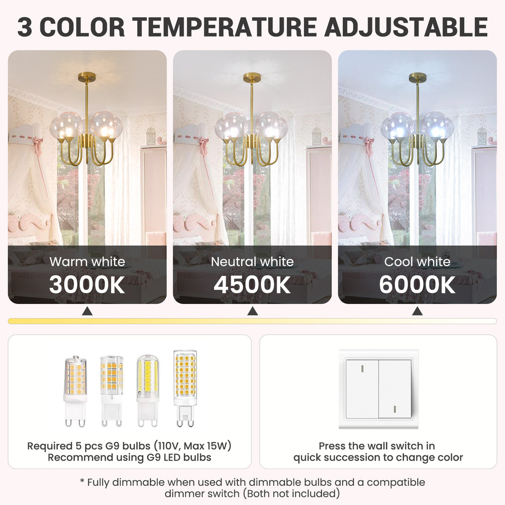 Pink Bubble Chandelier 3000K 4500K 6000K Effect