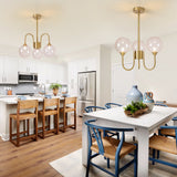 3 Head Pink Bubble Gold Chandelier for Kitchen & Dining Room