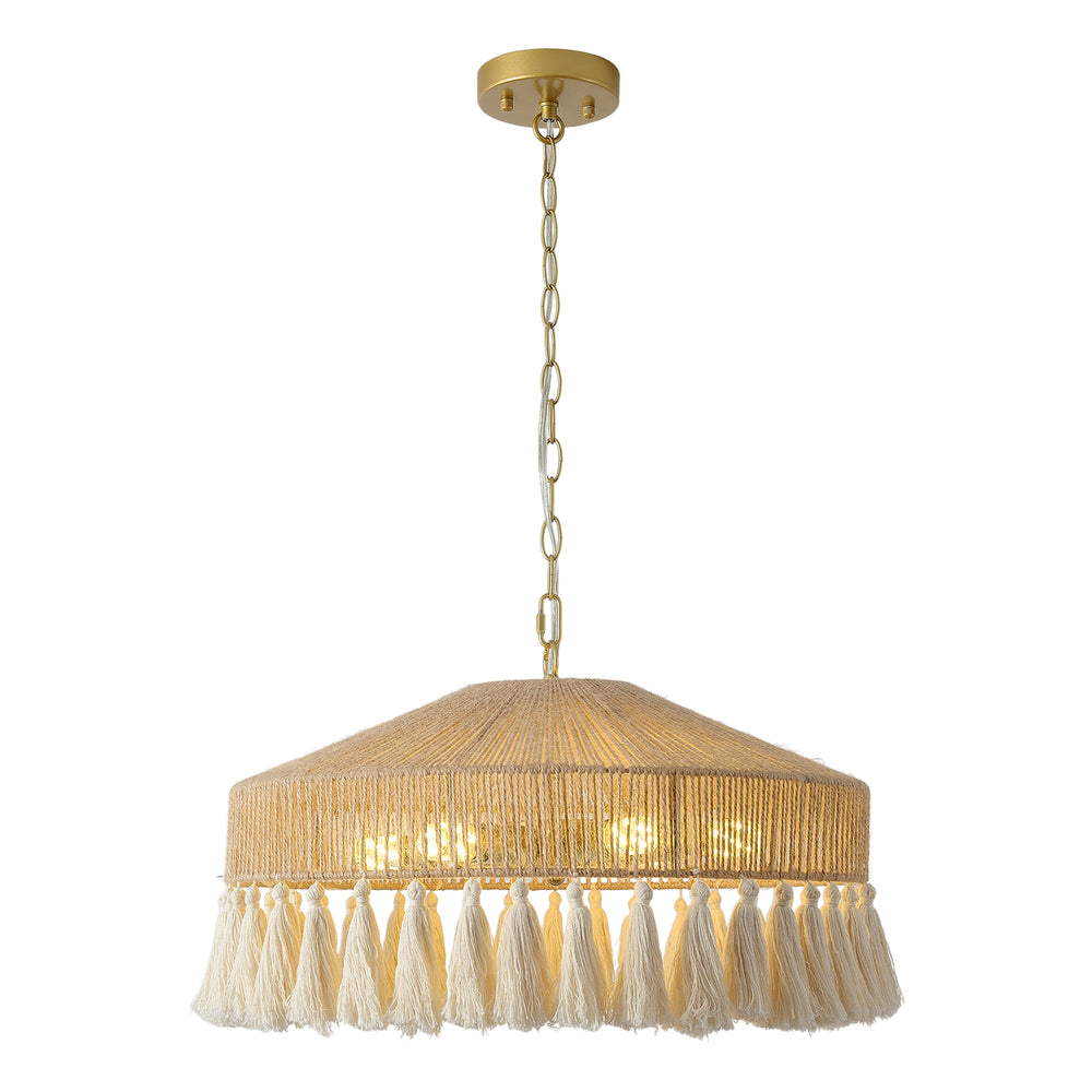Boho Rattan Tassel Pendant Light