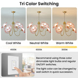 3-color dimmable floral glass chandelier