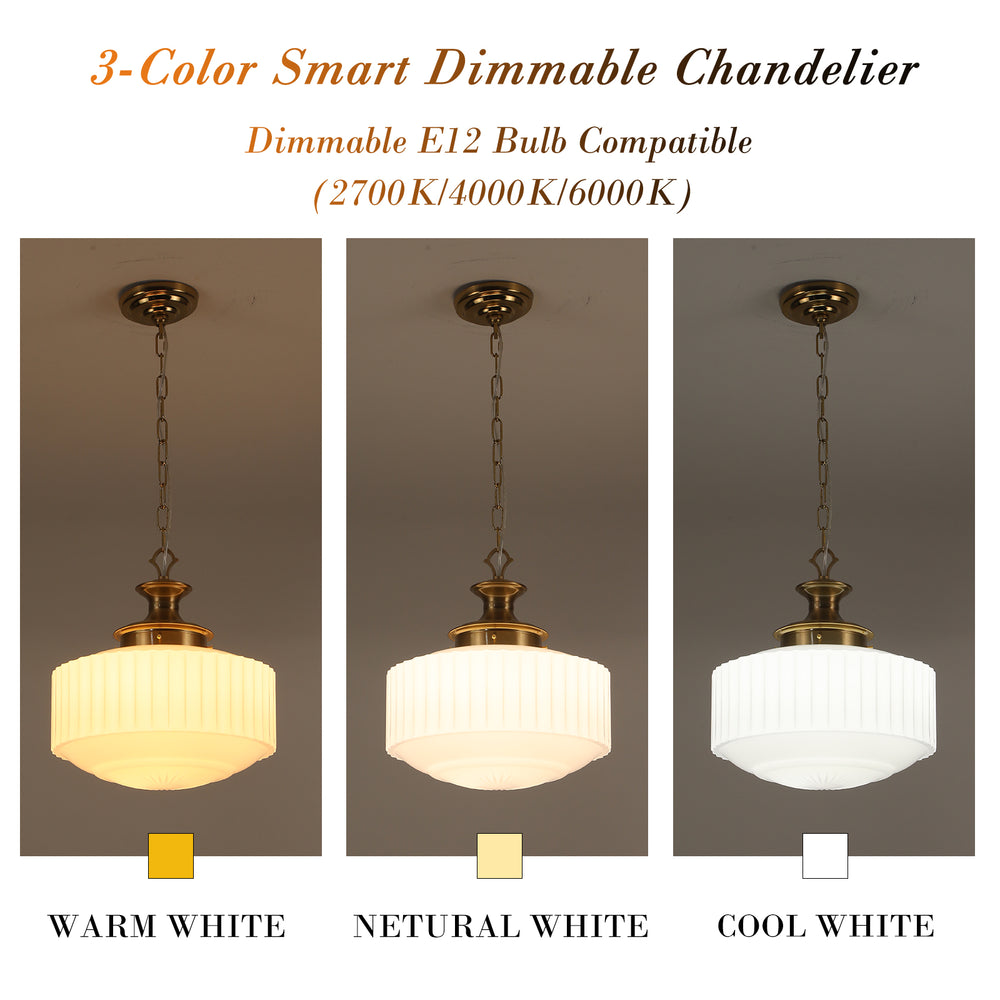 3-color dimmable vintage schoolhouse chandelier