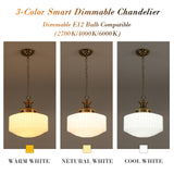 3-color dimmable vintage schoolhouse chandelier