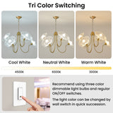 3-color dimmable floral brass chandelier