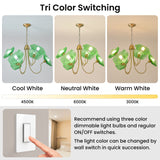 3-color dimmable green floral chandelier