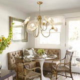Floral glass chandelier in dining nook