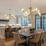 2-pack large floral chandeliers in kitchen