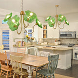 2-pack large floral chandeliers in kitchen